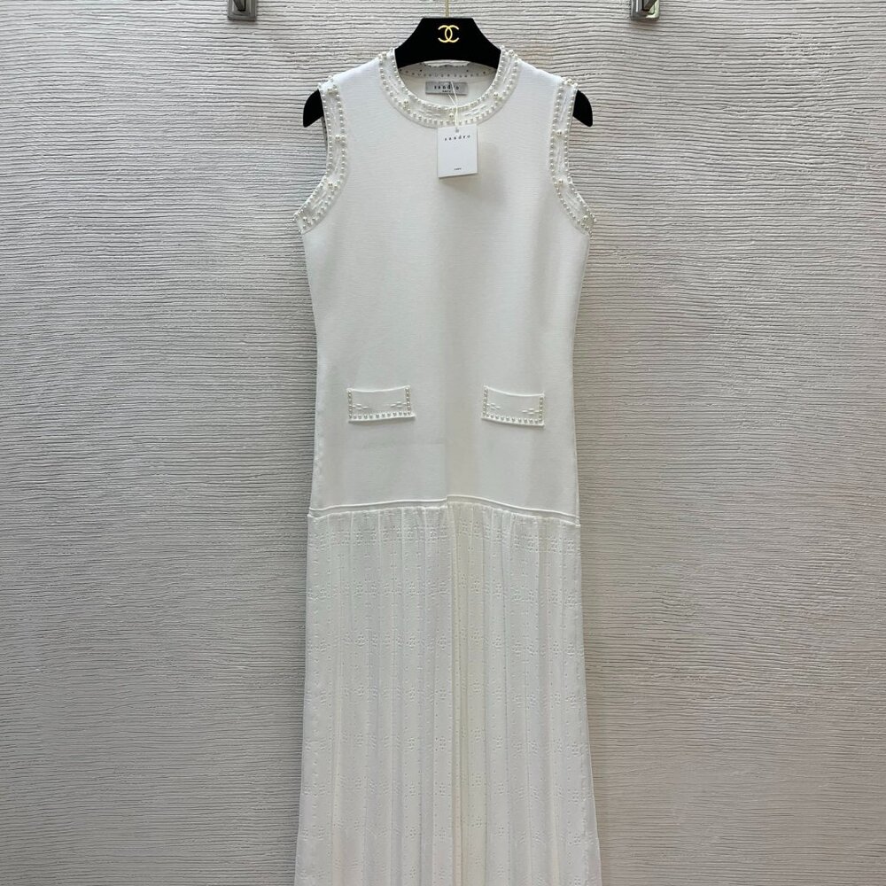 Sandro openwork long knit dress